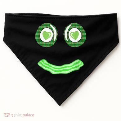 Breakfast St. Patricks Day Funny Green Eggs Smile Face Ham USA-Made Doggie Bandana