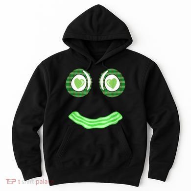 Breakfast St. Patricks Day Funny Green Eggs Smile Face Ham Hoodie