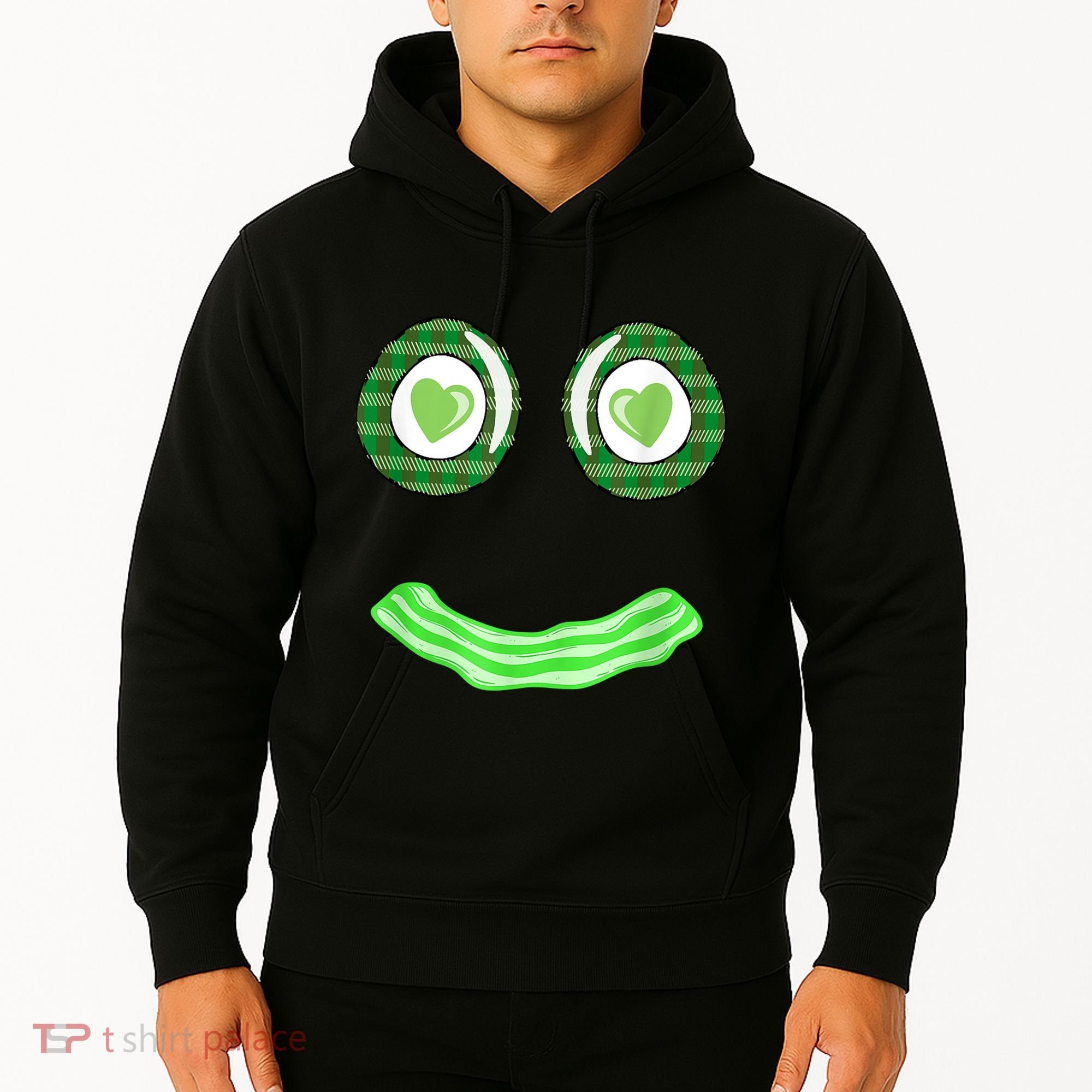Breakfast St. Patricks Day Funny Green Eggs Smile Face Ham Hoodie