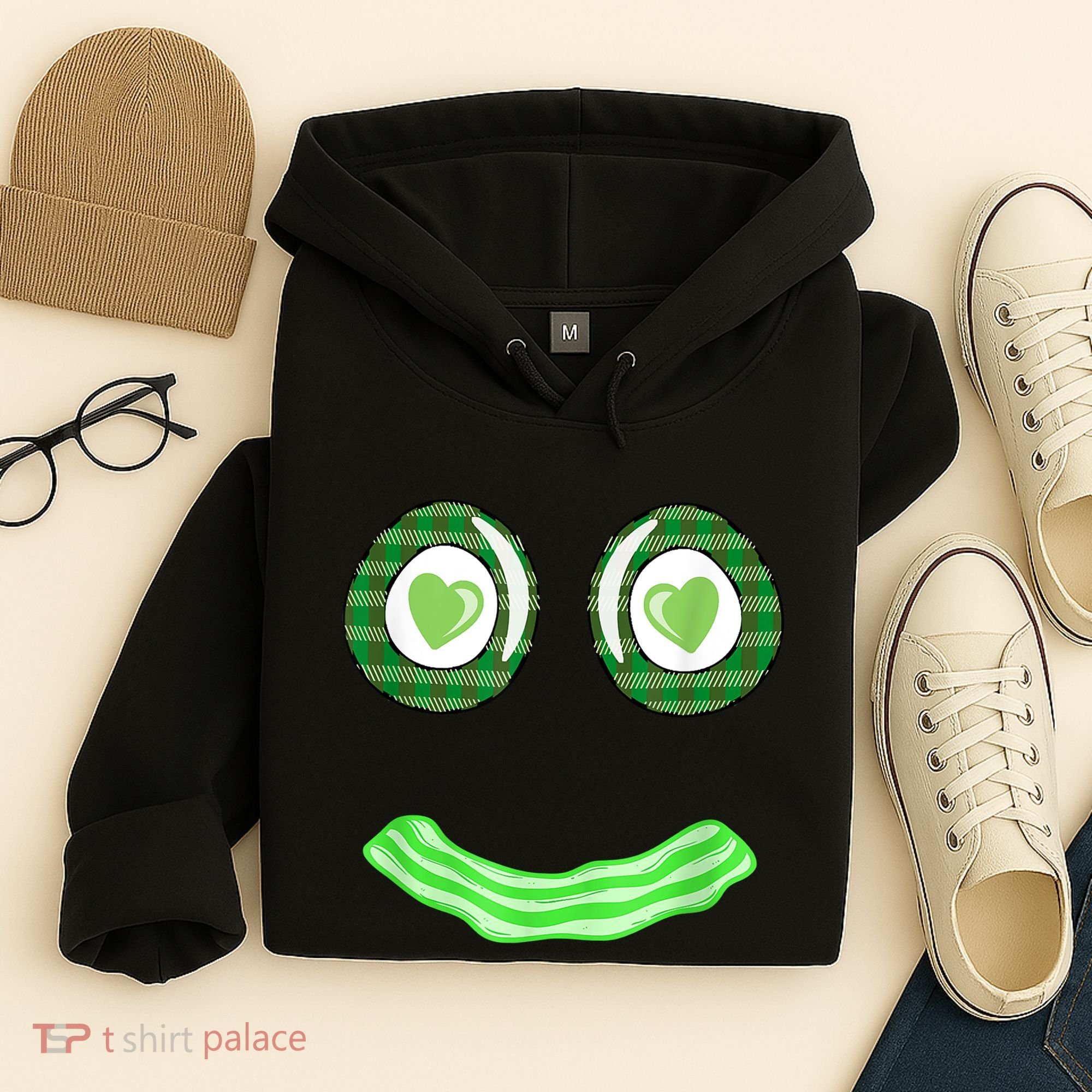 Breakfast St. Patricks Day Funny Green Eggs Smile Face Ham Hoodie