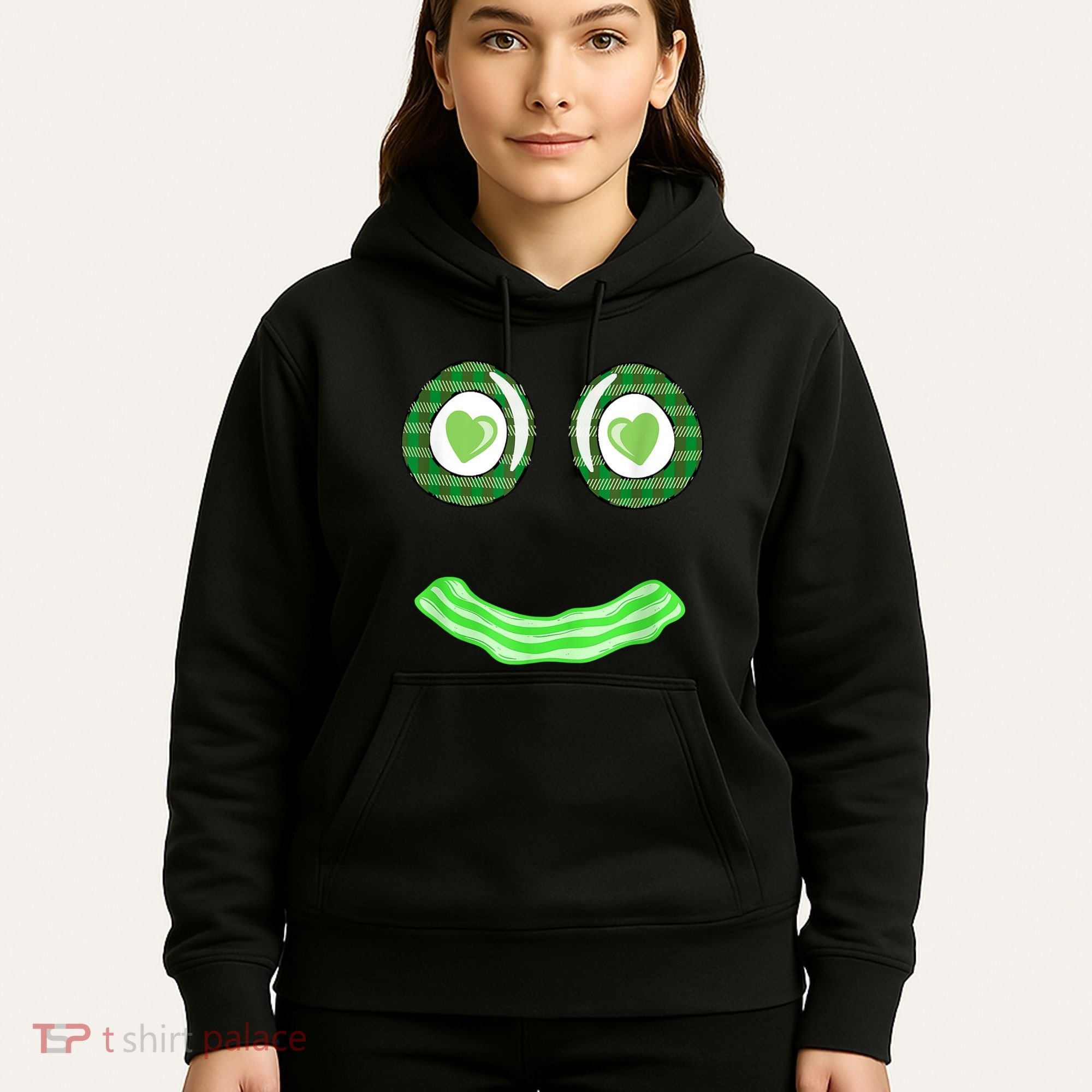 Breakfast St. Patricks Day Funny Green Eggs Smile Face Ham Hoodie