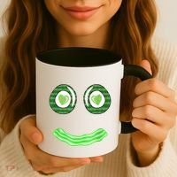 Breakfast St. Patricks Day Funny Green Eggs Smile Face Ham Coffee Mug thumb 3