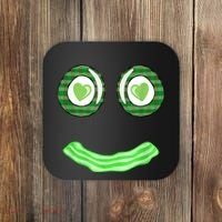 Breakfast St. Patricks Day Funny Green Eggs Smile Face Ham Coaster thumb 0