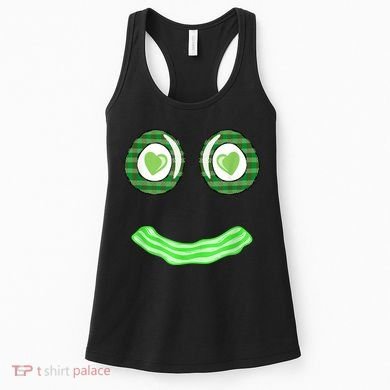 Breakfast St. Patricks Day Funny Green Eggs Smile Face Ham Women's Tank Top