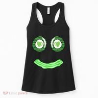 Breakfast St. Patricks Day Funny Green Eggs Smile Face Ham Women's Tank Top thumb 0