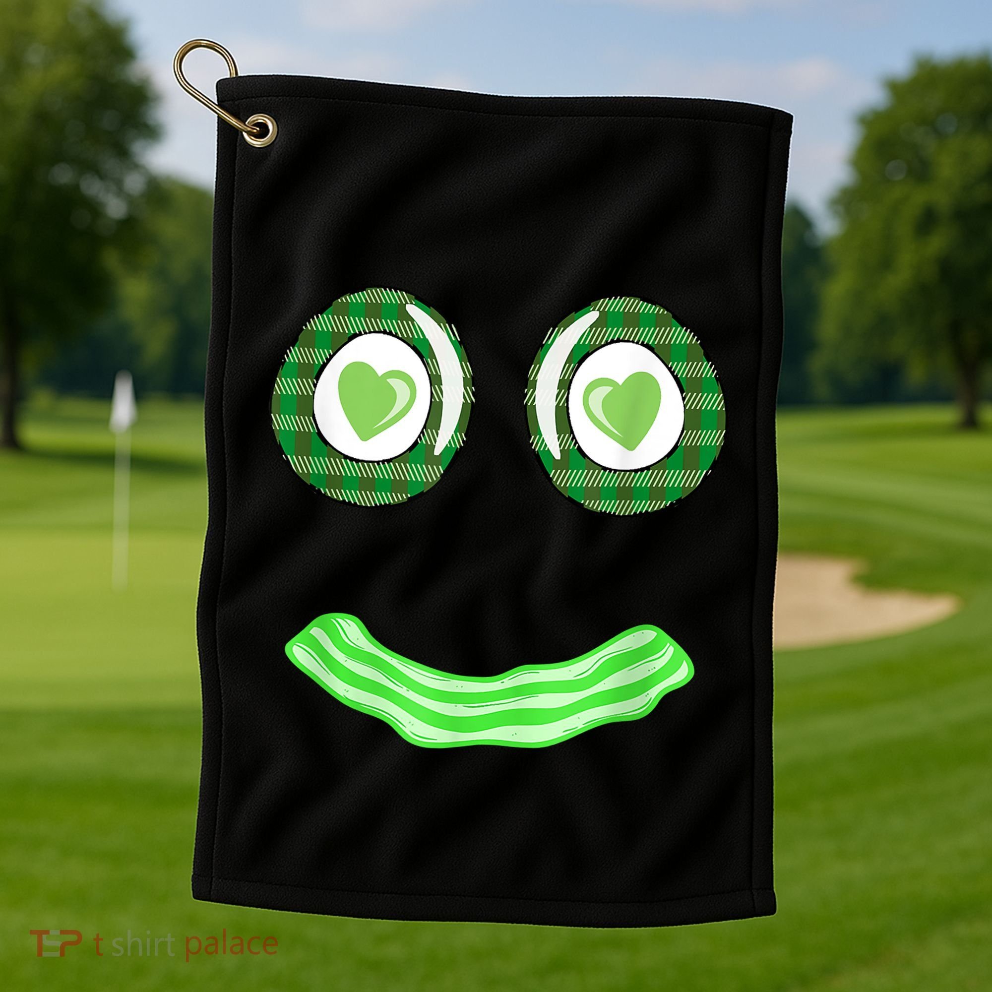 Breakfast St. Patricks Day Funny Green Eggs Smile Face Ham Golf Towel