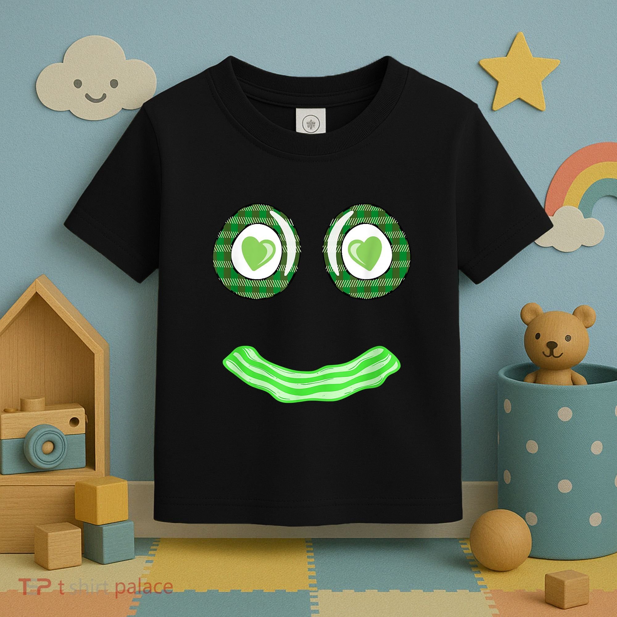 Breakfast St. Patricks Day Funny Green Eggs Smile Face Ham Toddler T-Shirt