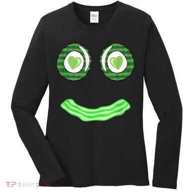 Breakfast St. Patricks Day Funny Green Eggs Smile Face Ham Women's Long Sleeve Shirt