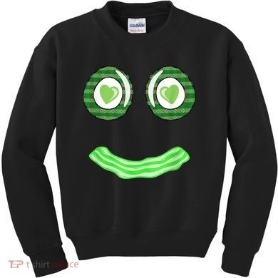 Breakfast St. Patricks Day Funny Green Eggs Smile Face Ham Kids Sweatshirt