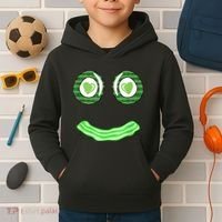Breakfast St. Patricks Day Funny Green Eggs Smile Face Ham Kids Hoodie thumb 2