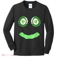 Breakfast St. Patricks Day Funny Green Eggs Smile Face Ham Kids Long Sleeve Shirt thumb 0