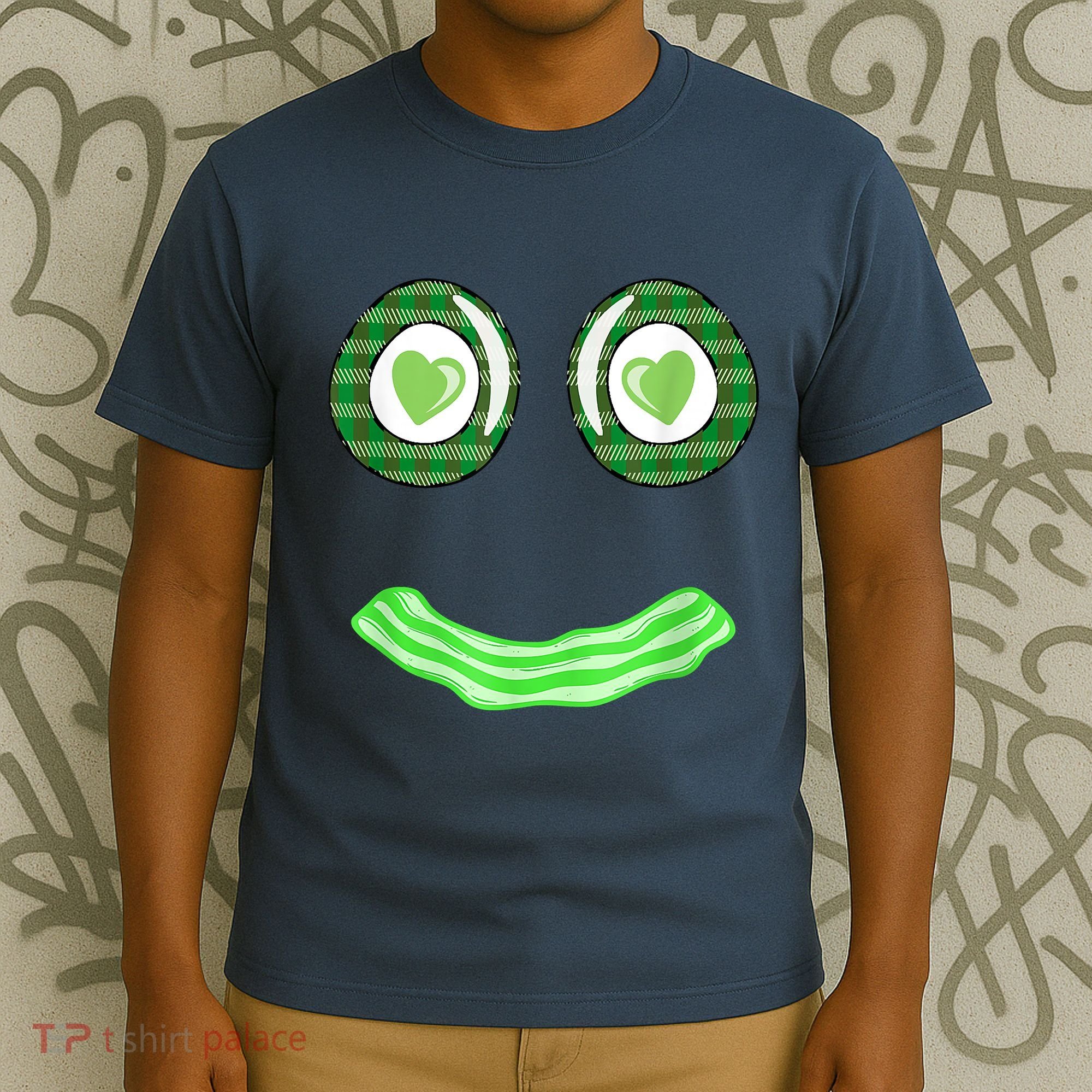 Breakfast St. Patricks Day Funny Green Eggs Smile Face Ham T-Shirt