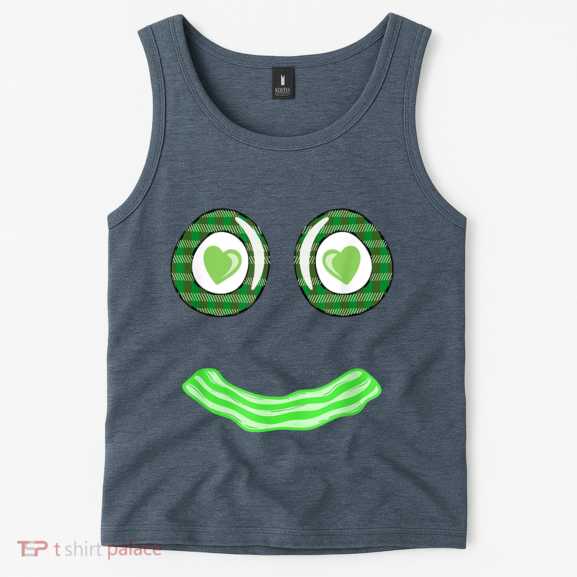 Breakfast St. Patricks Day Funny Green Eggs Smile Face Ham Tank Top