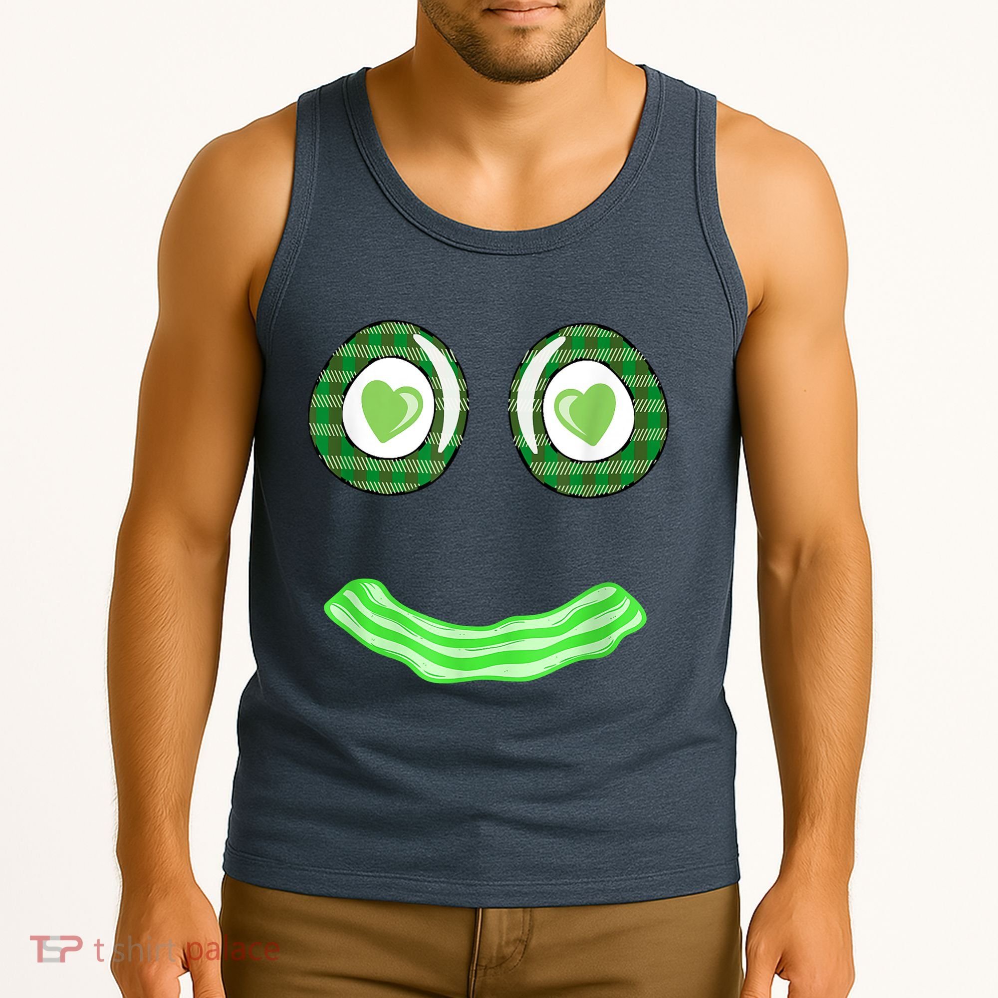 Breakfast St. Patricks Day Funny Green Eggs Smile Face Ham Tank Top