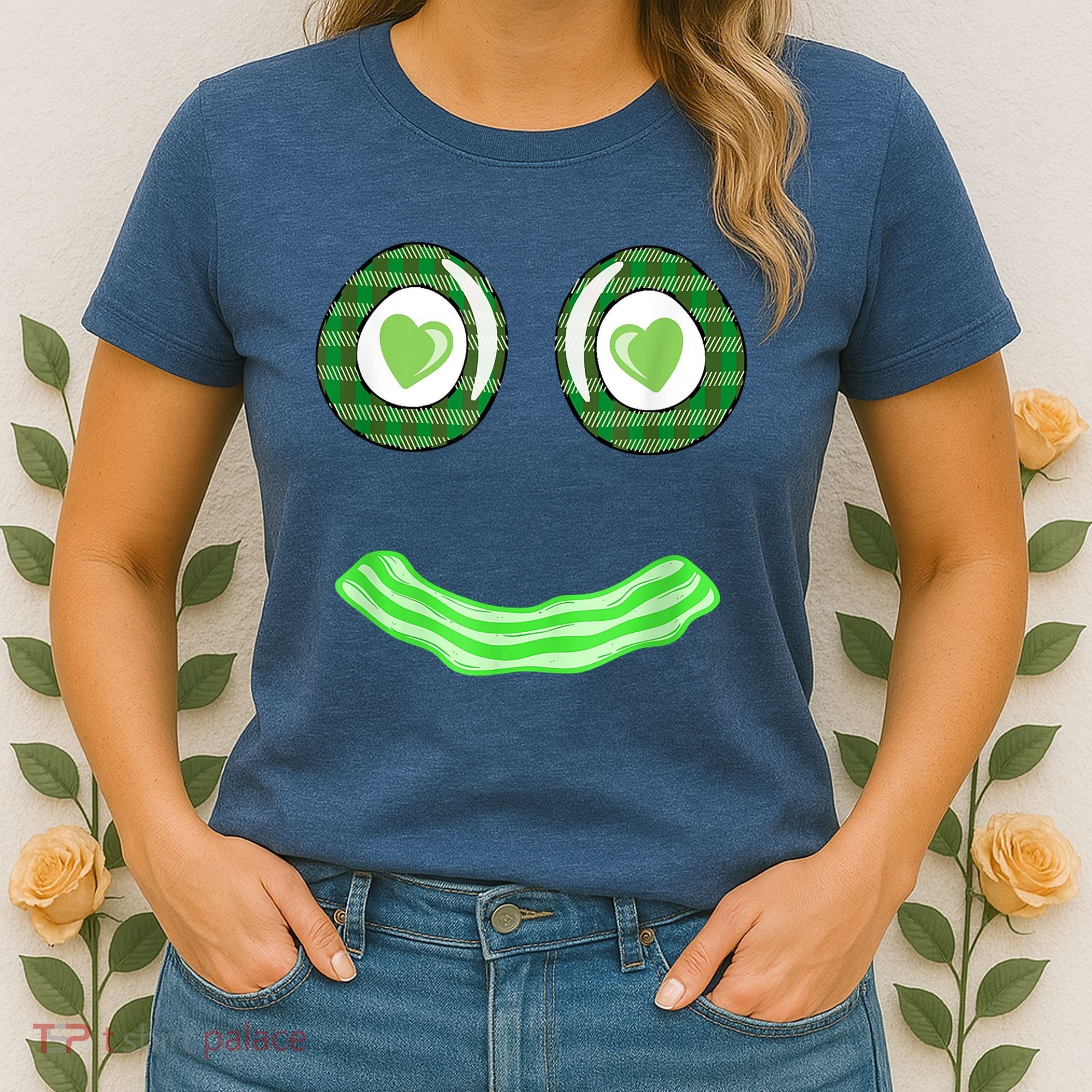 Breakfast St. Patricks Day Funny Green Eggs Smile Face Ham Women's T-Shirt