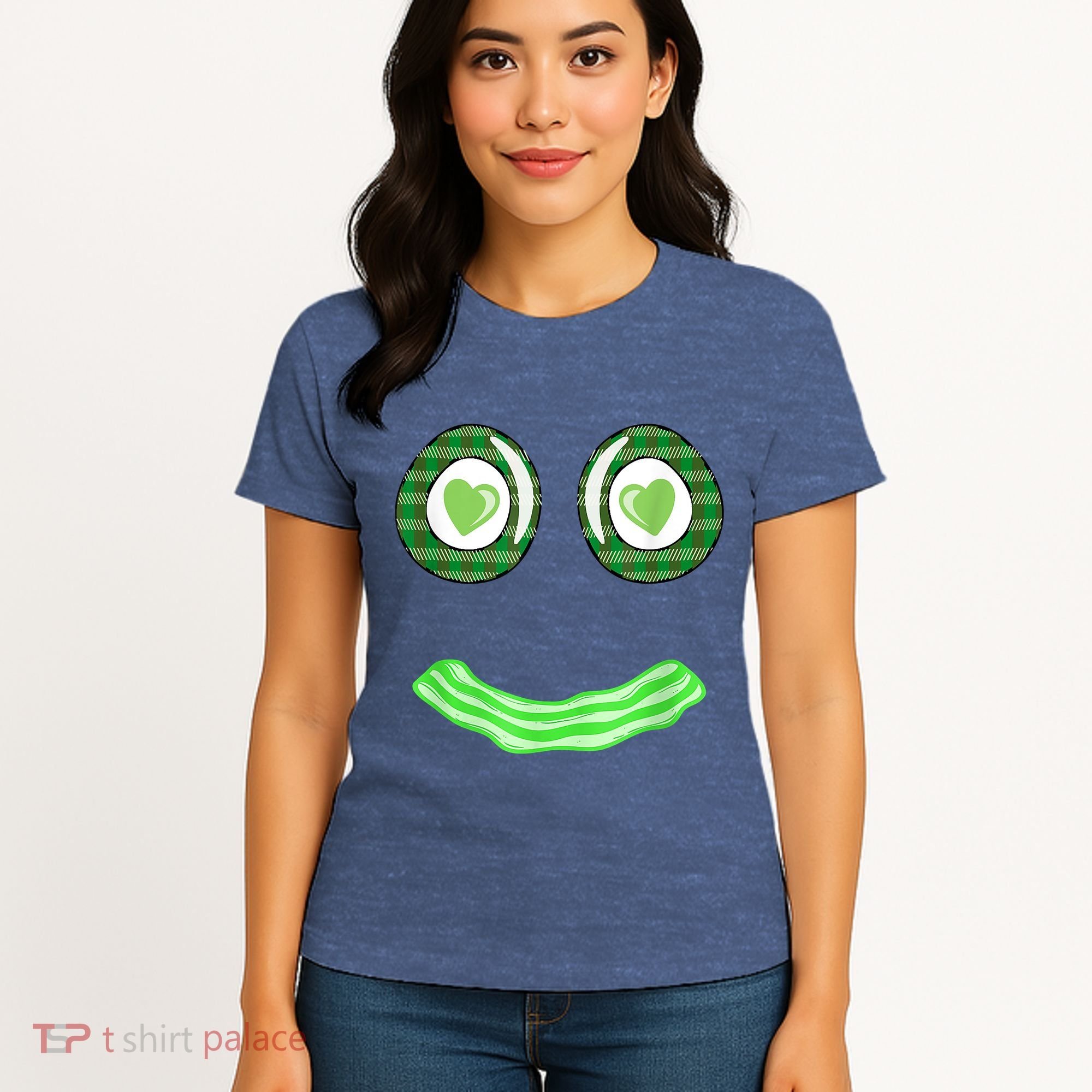 Breakfast St. Patricks Day Funny Green Eggs Smile Face Ham Women's T-Shirt