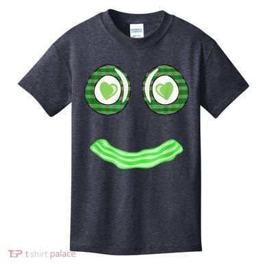 Breakfast St. Patricks Day Funny Green Eggs Smile Face Ham Kids T-Shirt