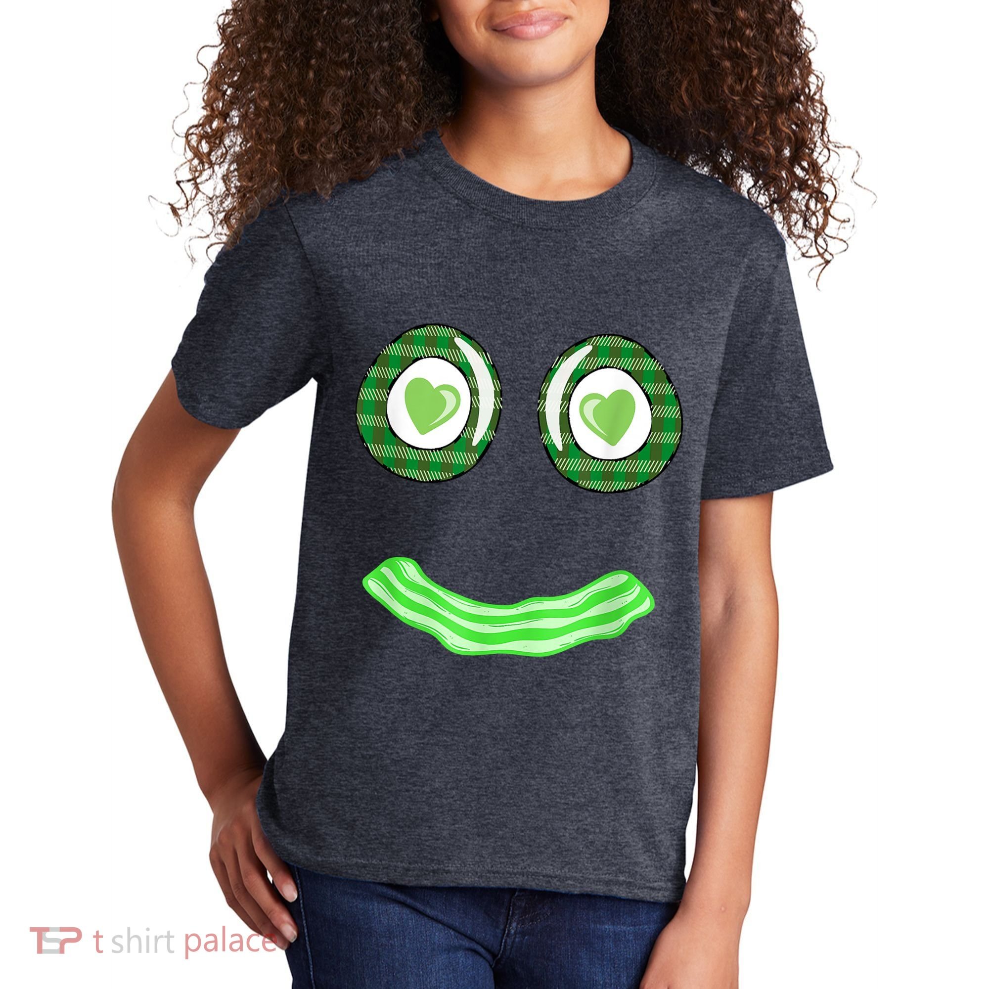 Breakfast St. Patricks Day Funny Green Eggs Smile Face Ham Kids T-Shirt