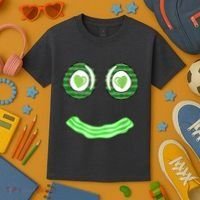 Breakfast St. Patricks Day Funny Green Eggs Smile Face Ham Kids T-Shirt thumb 3