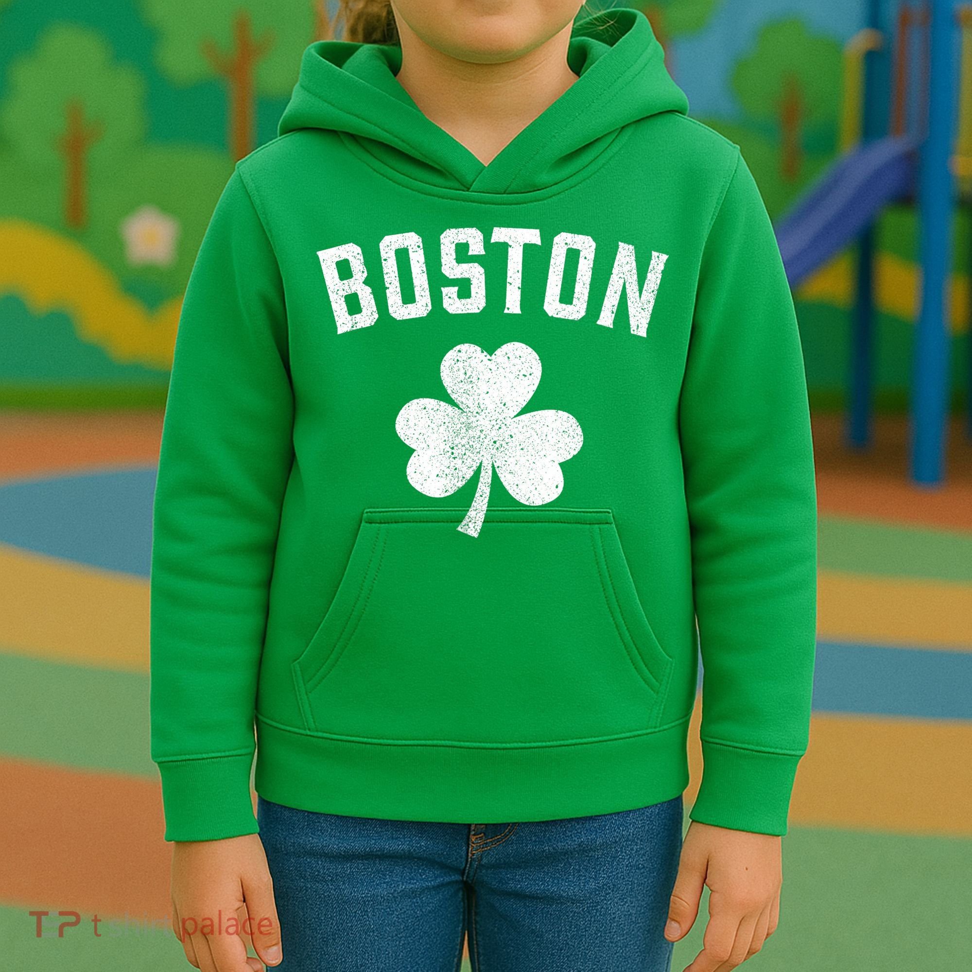Boston, St Patrick's day - Patty's day shamrock tee Kids Hoodie
