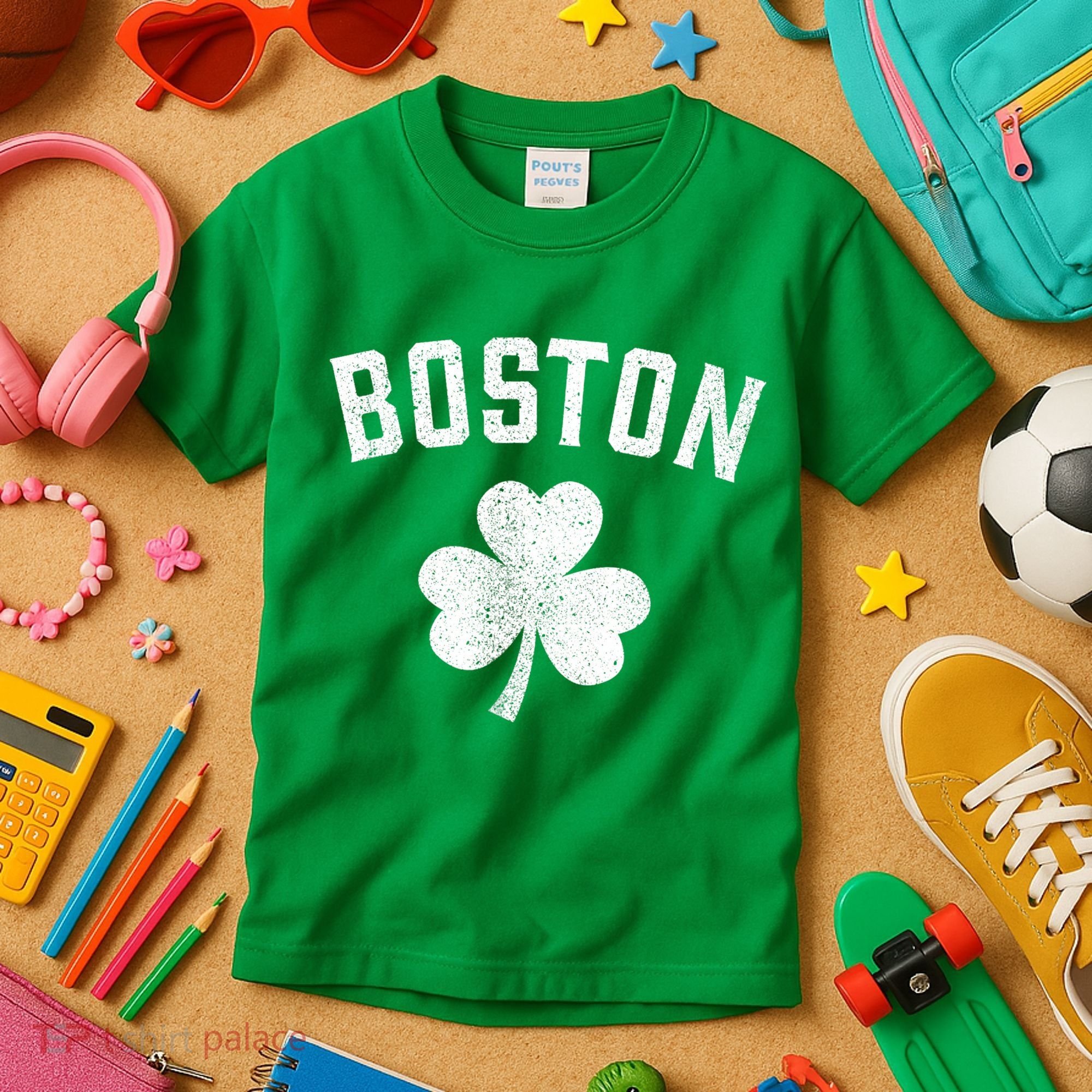 Boston, St Patrick's day - Patty's day shamrock tee Kids T-Shirt