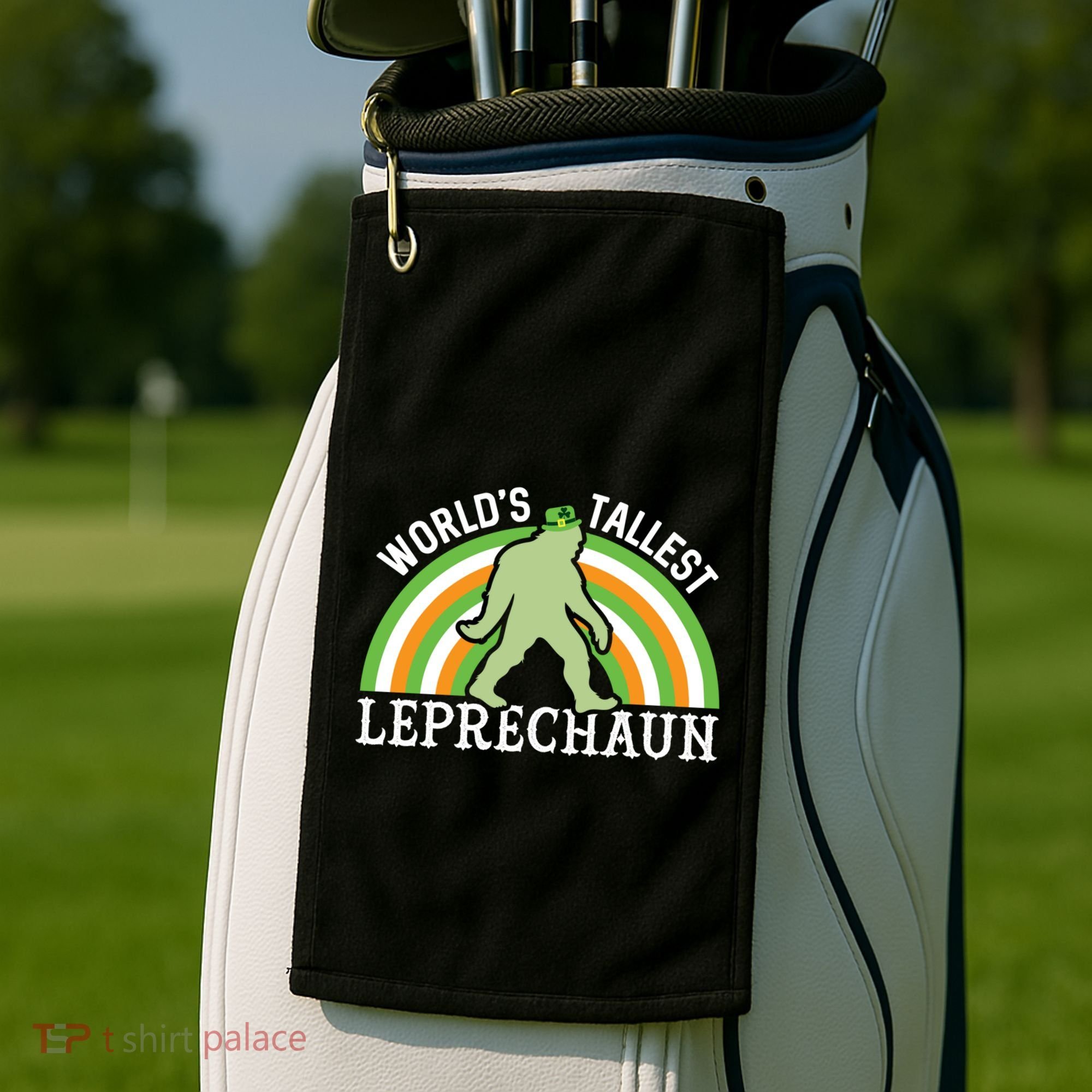 Bigfoot St Patricks Day World's Tallest Leprechaun Meaningful Gift Golf Towel