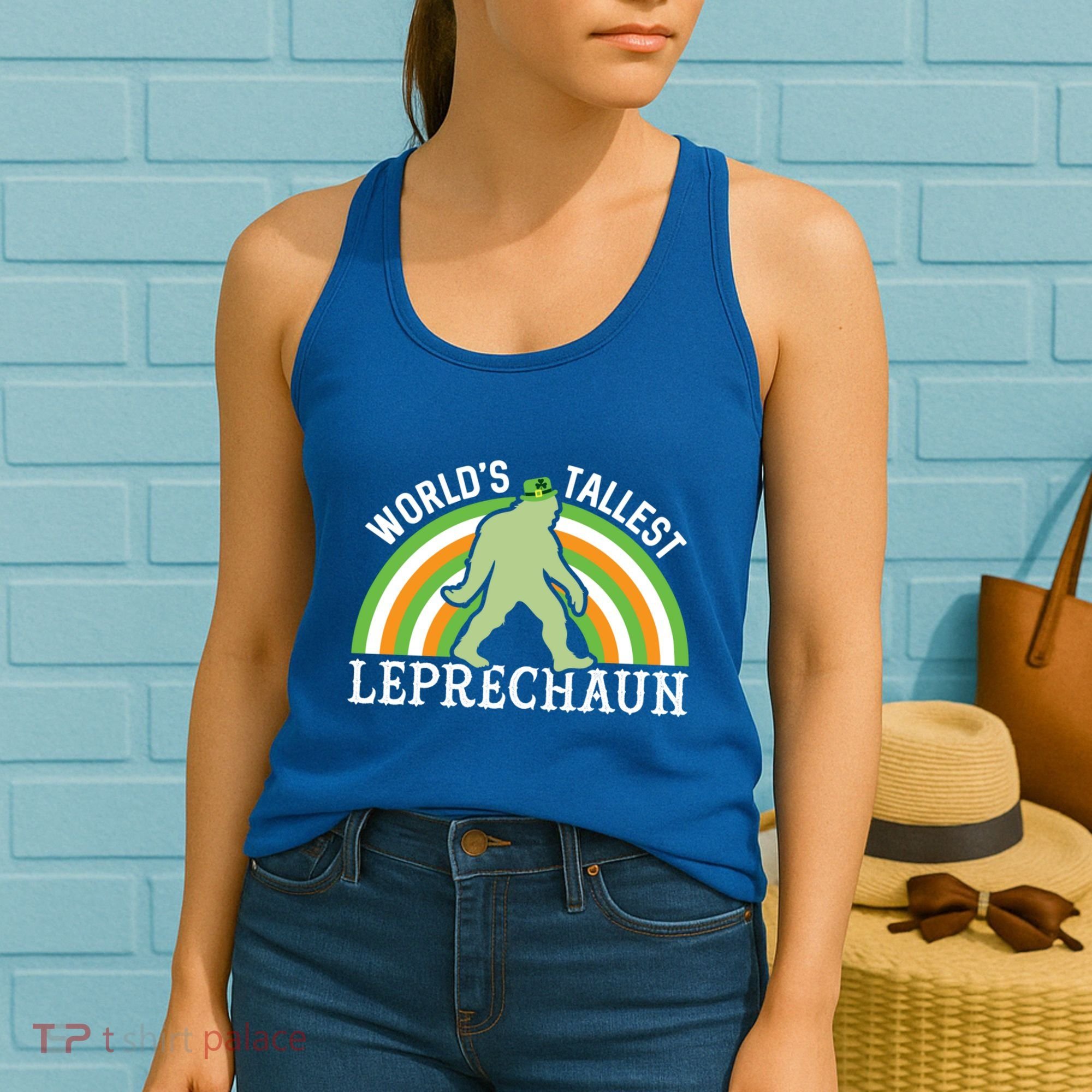 Bigfoot St Patricks Day World's Tallest Leprechaun Meaningful Gift Women's Tank Top