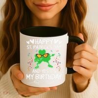 Birthday Saint Patrick's Day Lucky Shamrock Clover Coffee Mug thumb 3