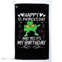 Birthday Saint Patrick's Day Lucky Shamrock Clover Golf Towel thumb 0