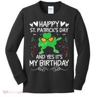 Birthday Saint Patrick's Day Lucky Shamrock Clover Kids Long Sleeve Shirt thumb 0