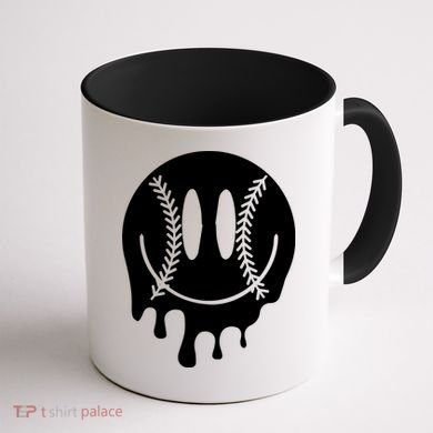 Baseball Smiley Retro Coffee Mug back