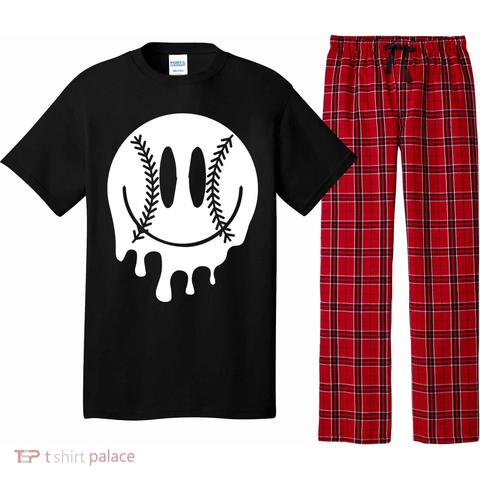 Baseball Smiley Retro Pajama Set