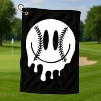 Baseball Smiley Retro Golf Towel thumb 1
