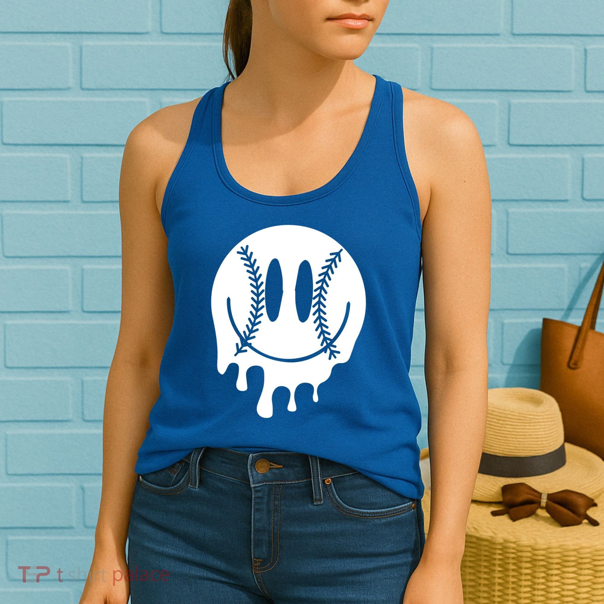 Baseball Smiley Retro Women's Tank Top