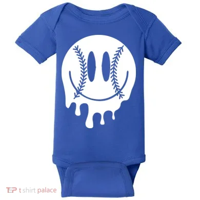 Baseball Smiley Retro Baby Bodysuit