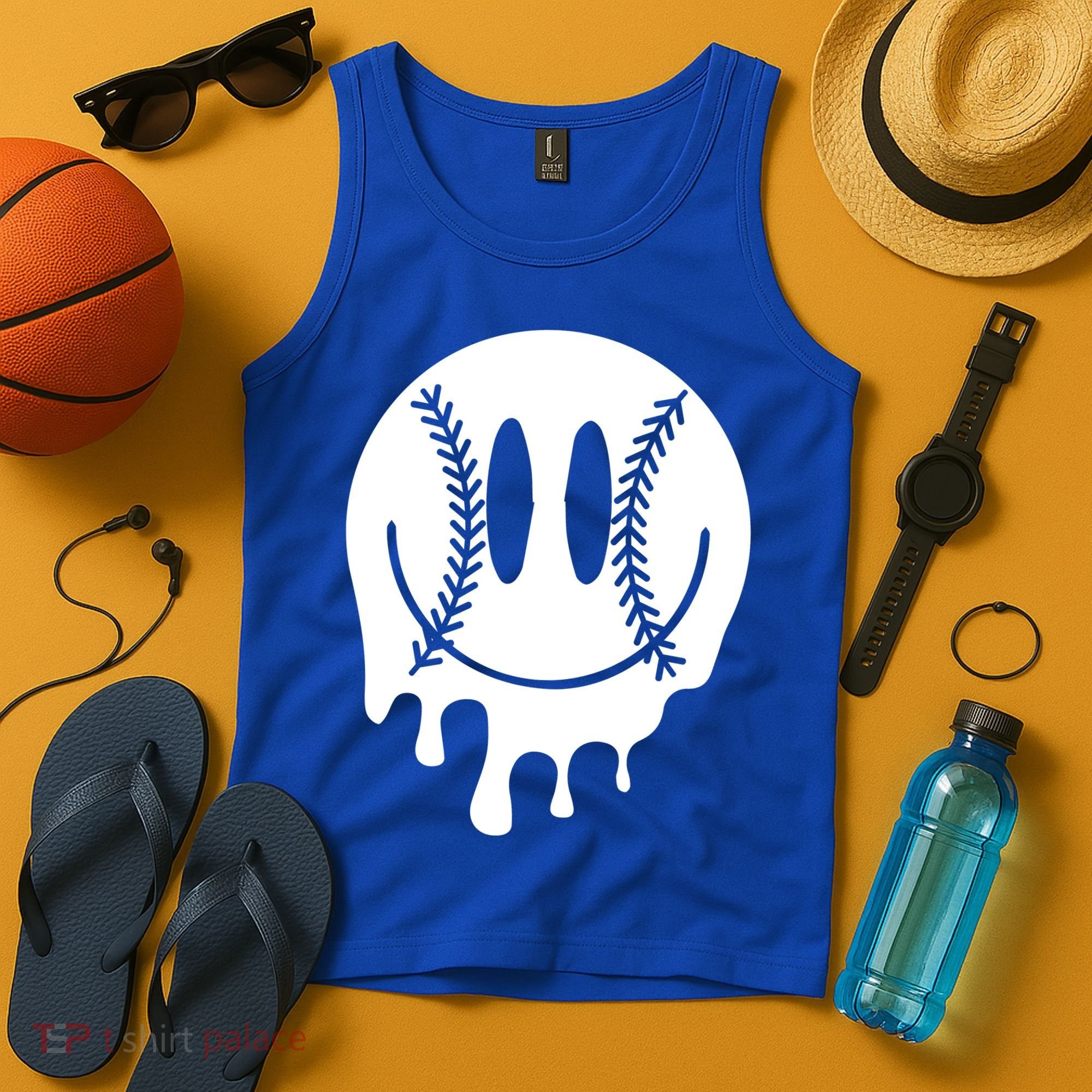 Baseball Smiley Retro Tank Top