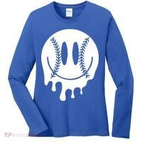 Baseball Smiley Retro Women's Long Sleeve Shirt thumb 0