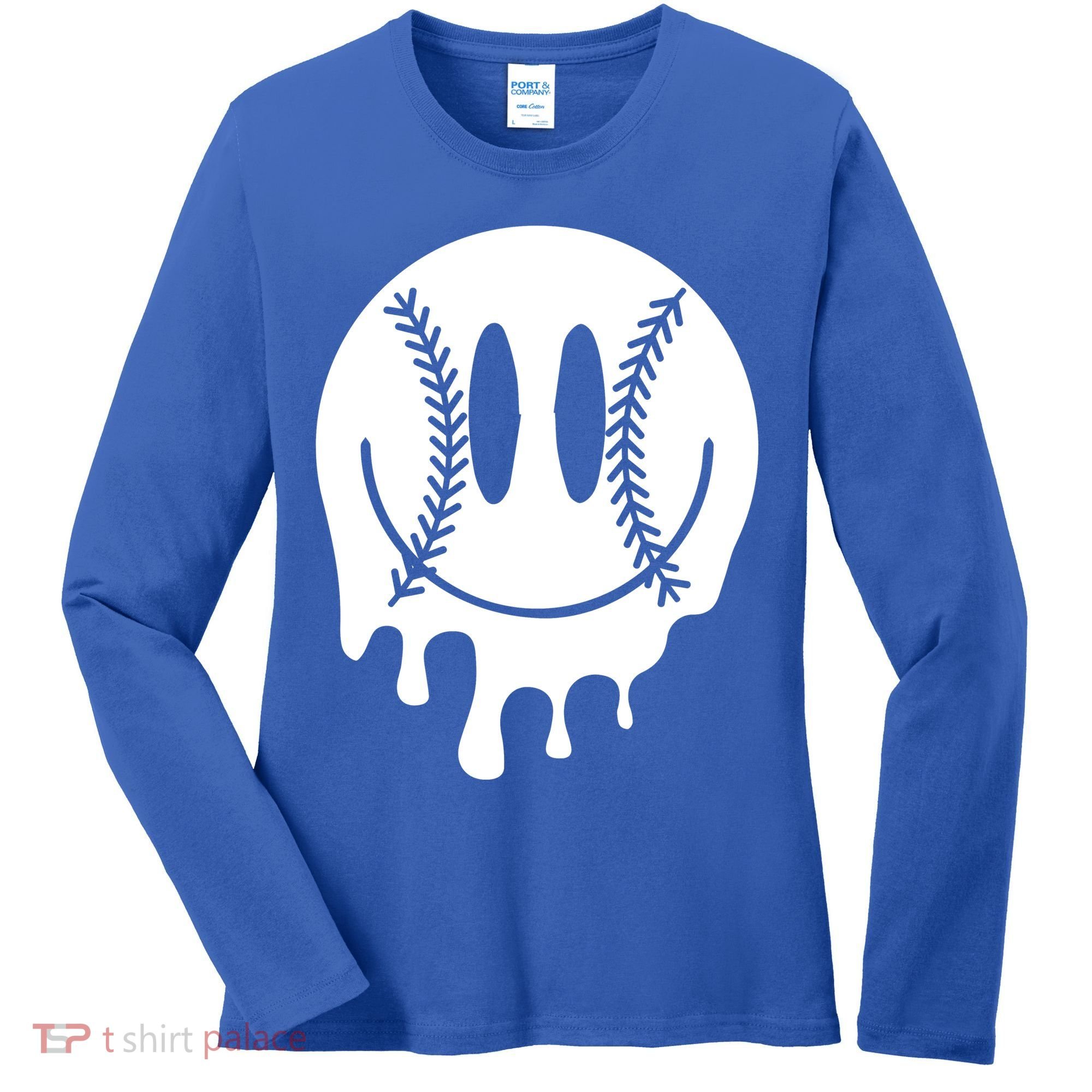 Baseball Smiley Retro Women's Long Sleeve Shirt