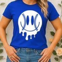 Baseball Smiley Retro Women's T-Shirt thumb 2