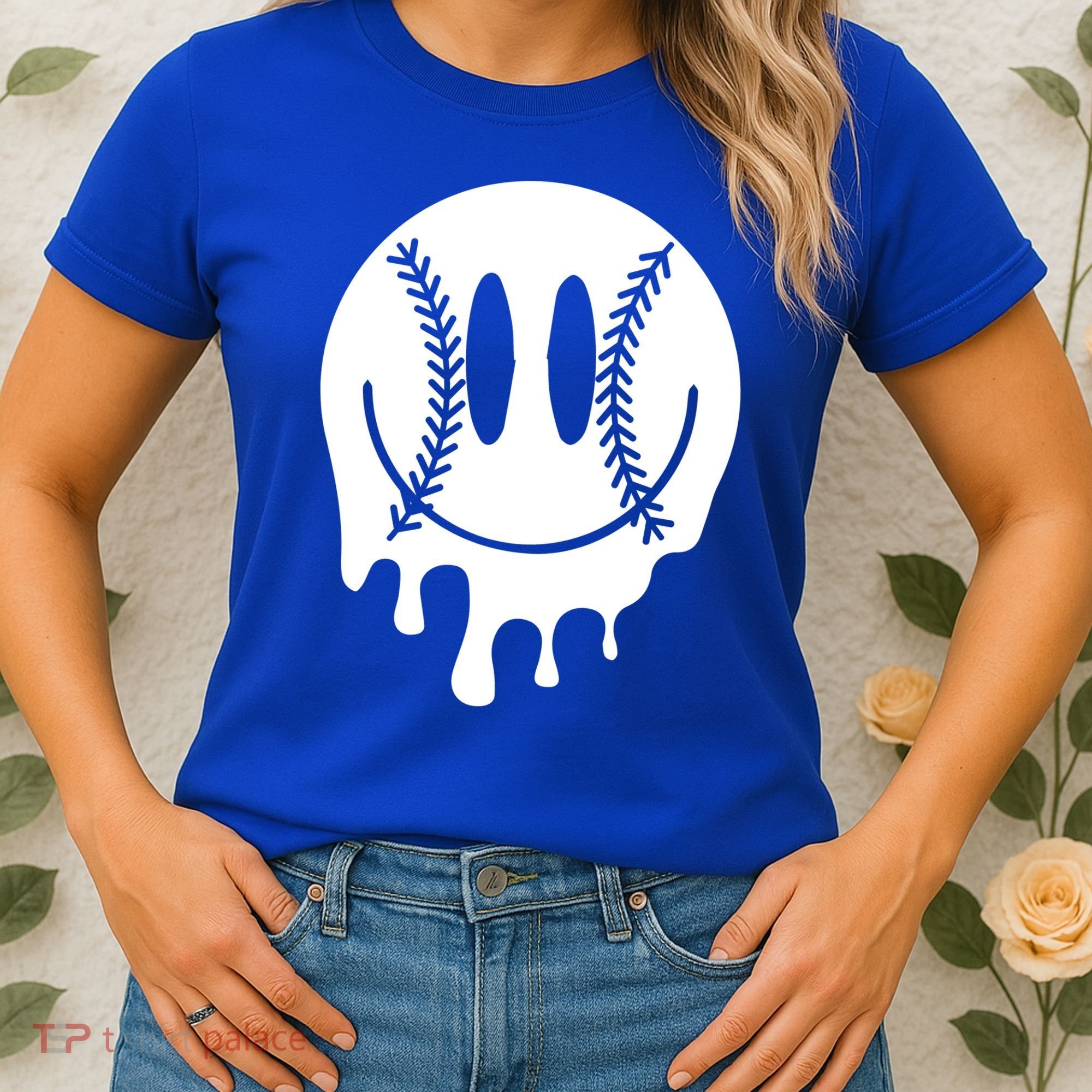 Baseball Smiley Retro Women's T-Shirt