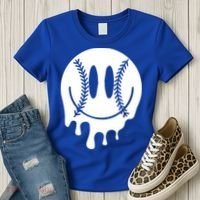Baseball Smiley Retro Women's T-Shirt thumb 3