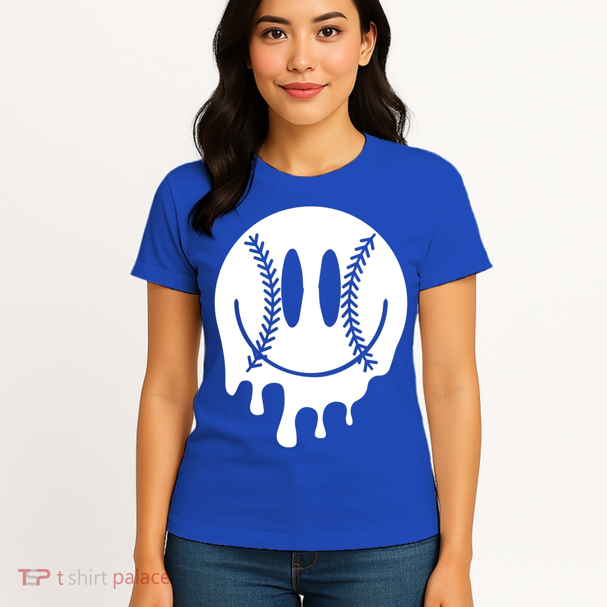 Baseball Smiley Retro Women's T-Shirt