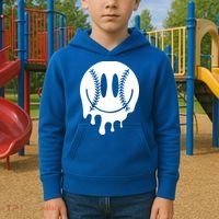 Baseball Smiley Retro Kids Hoodie thumb 2