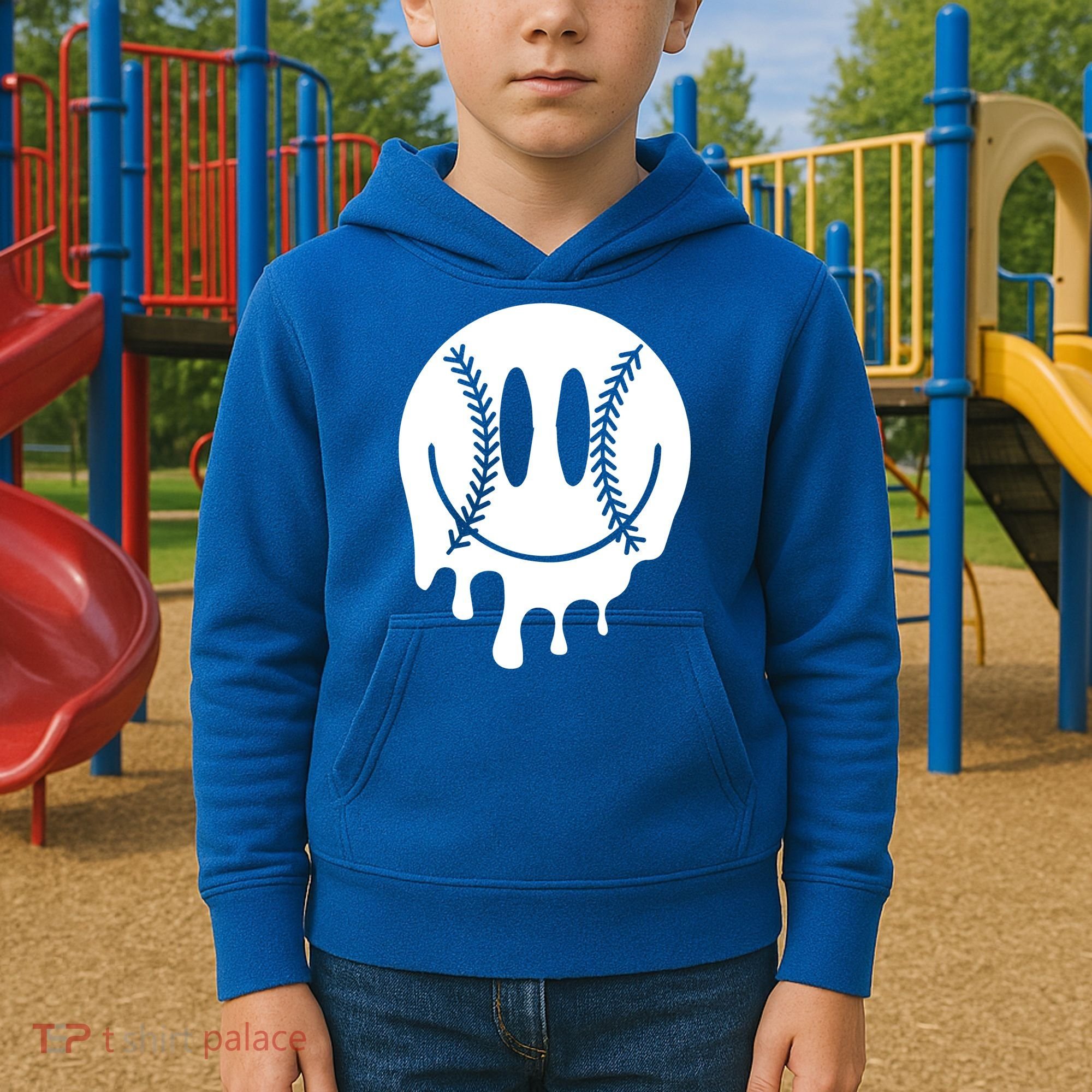 Baseball Smiley Retro Kids Hoodie