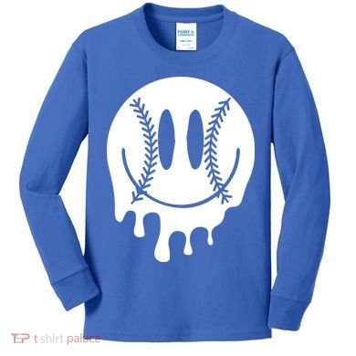 Baseball Smiley Retro Kids Long Sleeve Shirt