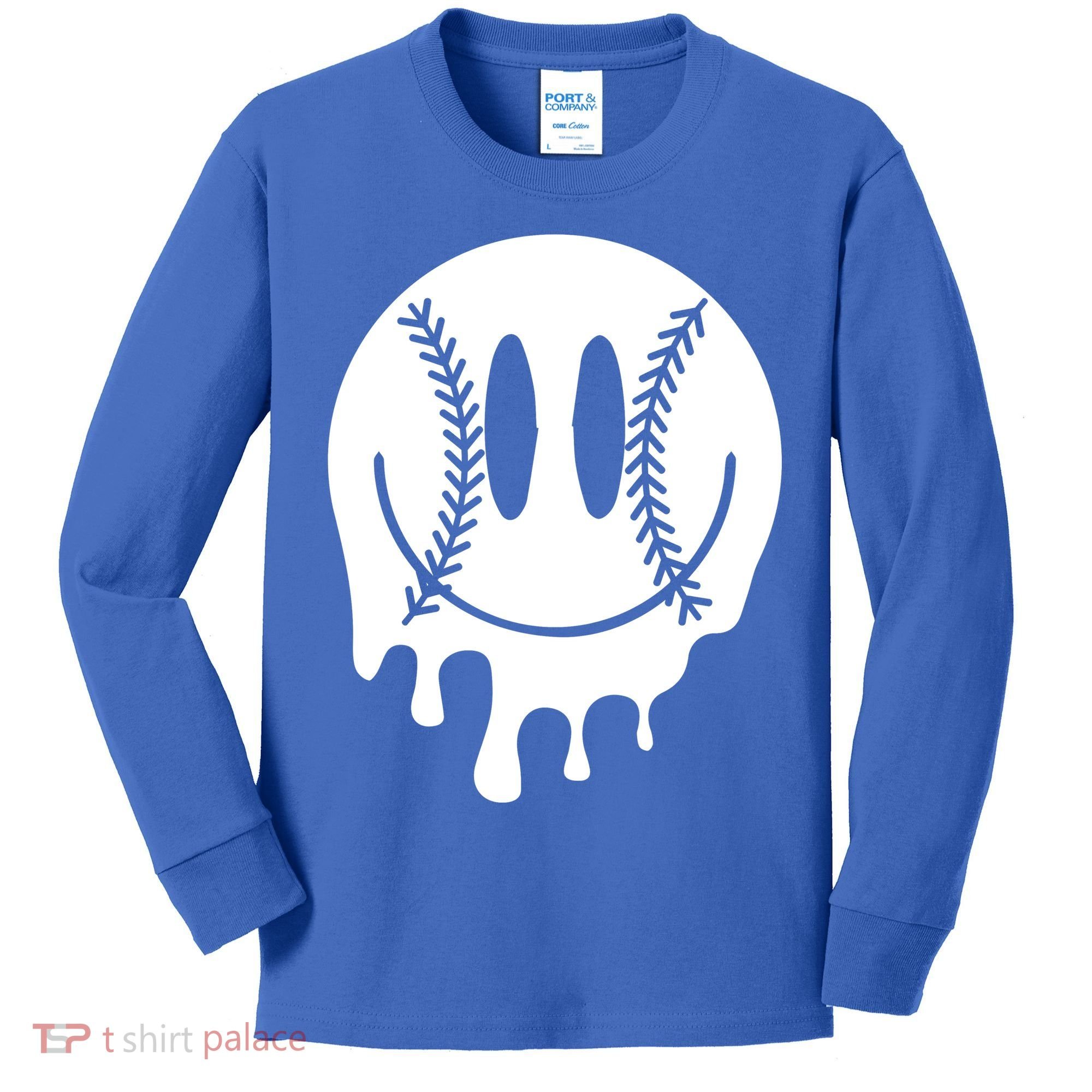 Baseball Smiley Retro Kids Long Sleeve Shirt