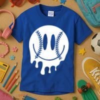 Baseball Smiley Retro Kids T-Shirt thumb 3