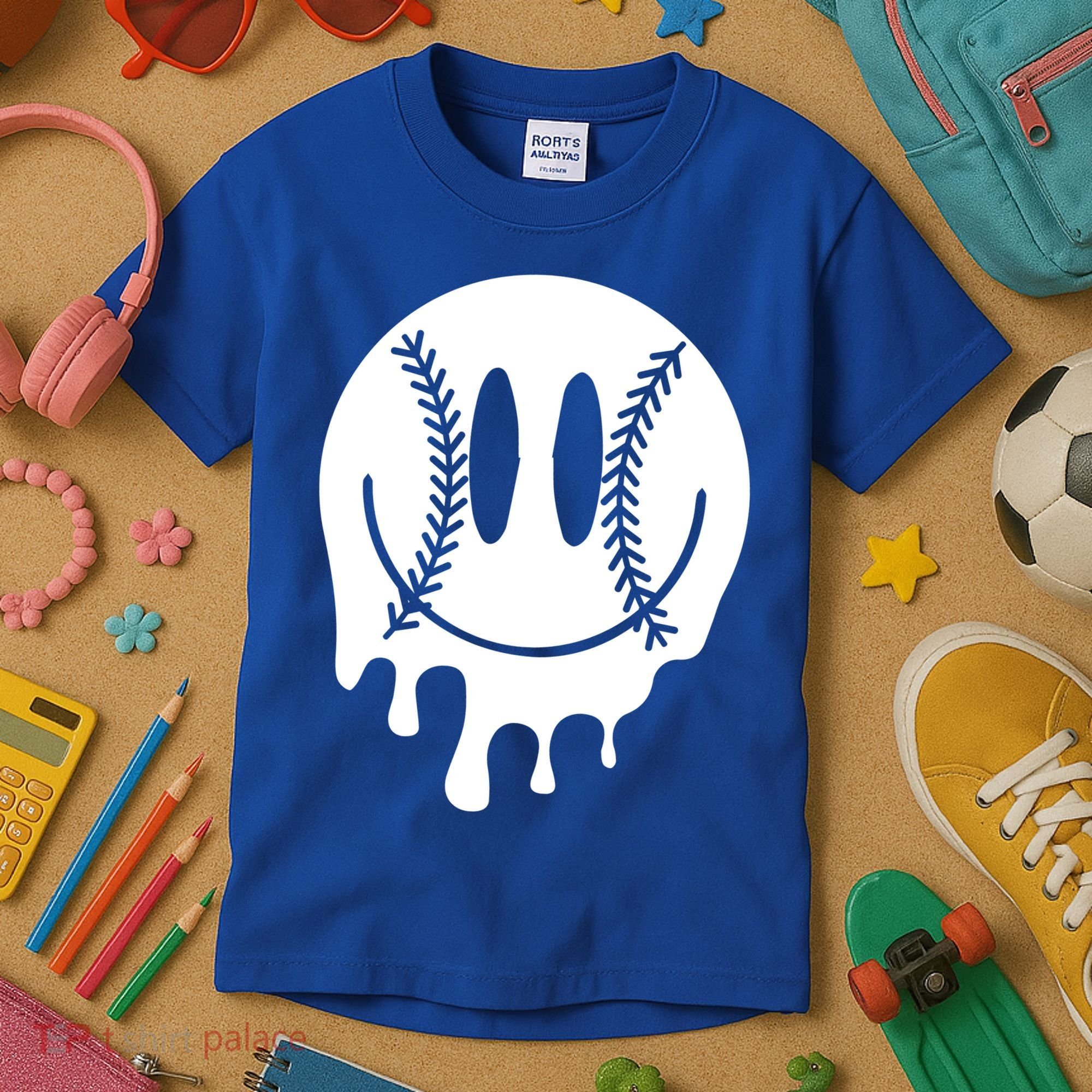 Baseball Smiley Retro Kids T-Shirt