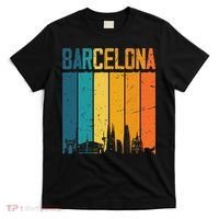 Barcelona Spain Retro Vintage Sunset Skyline Barcelona T-Shirt thumb 0