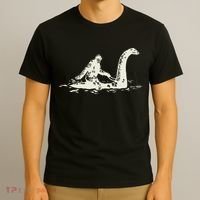 Bigfoot Sasquatch Riding The Loch Ness Monster FunnyShort Sleeve T-Shirt thumb 3